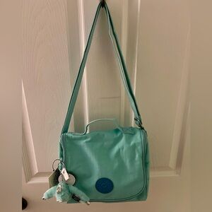 NWT Kipling Teal Lunch Bag with Monkey, Adjustable Strap